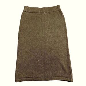 Vintage Cezanne Black knitted cotton ramie midi skirt
